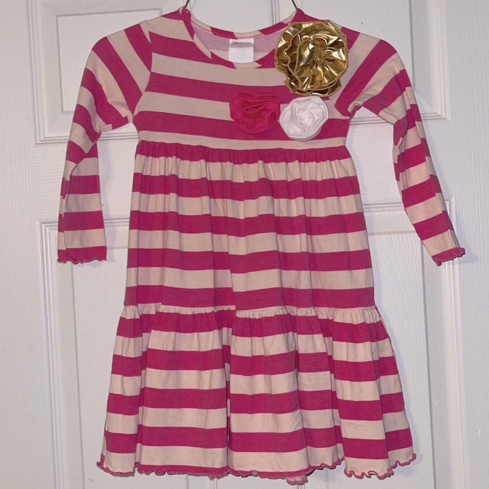 Girls pink striped dress
